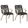 Nabila Set of 2 Outdoor Light Eucalyptus Wood and Rope Dining Chairs