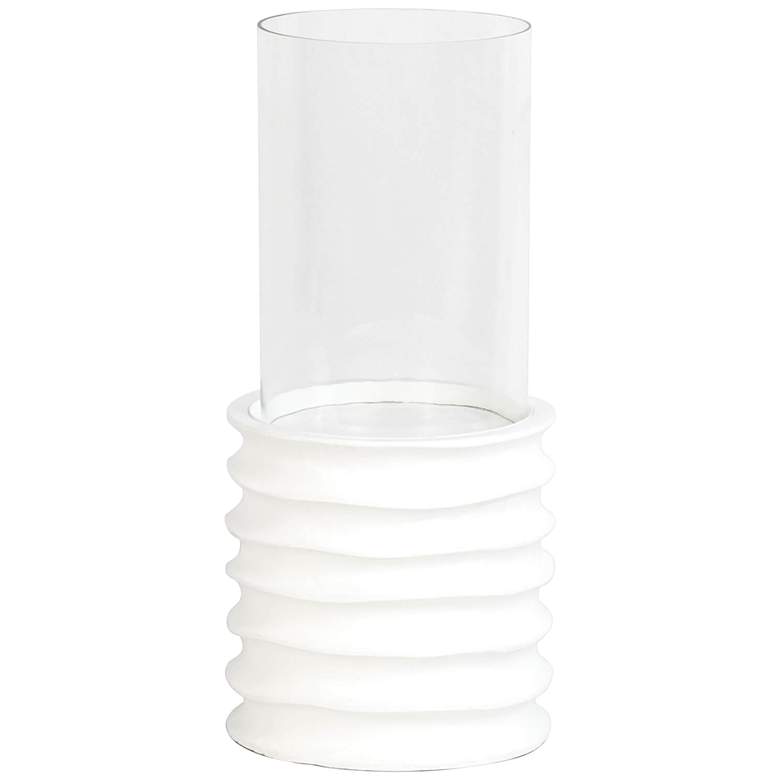 Image 1 Naboo White Metal Clear Glass Large Pillar Hurricane