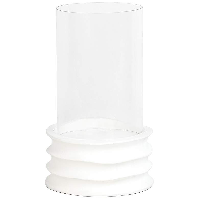 Image 1 Naboo White Metal Clear Glass Small Pillar Hurricane