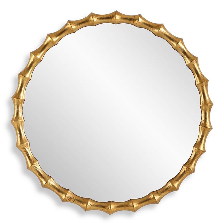 Image 3 Nacala Antiqued Gold 39 1/4" Round Oversized Wall Mirror