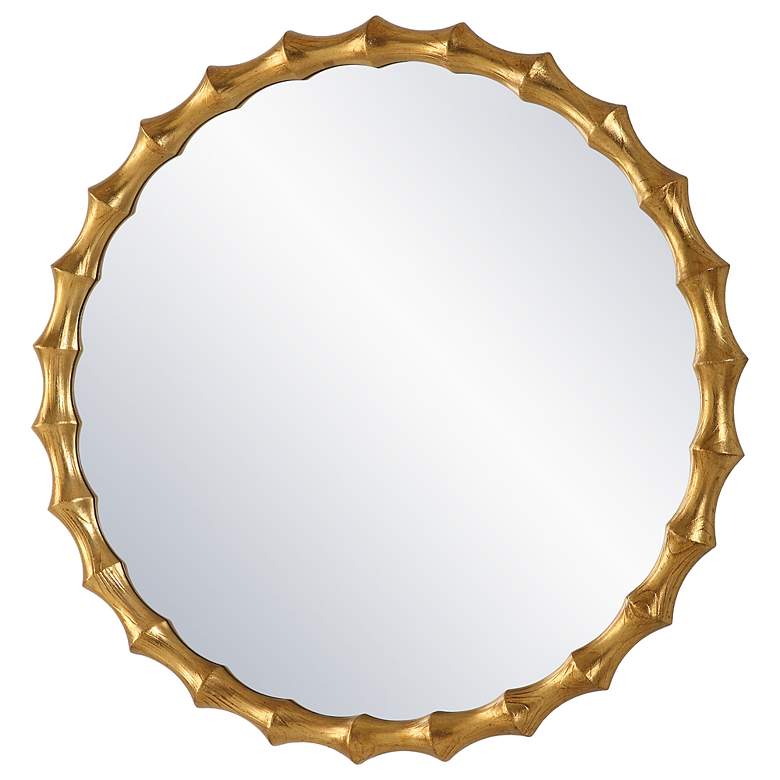 Image 5 Nacala Antiqued Gold 39 1/4" Round Oversized Wall Mirror more views