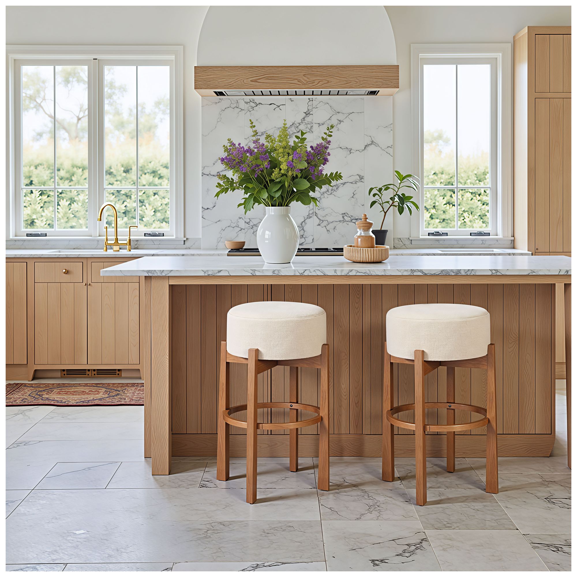 Image 7 Nade Barstool (Set of 2) Beige & Walnut more views