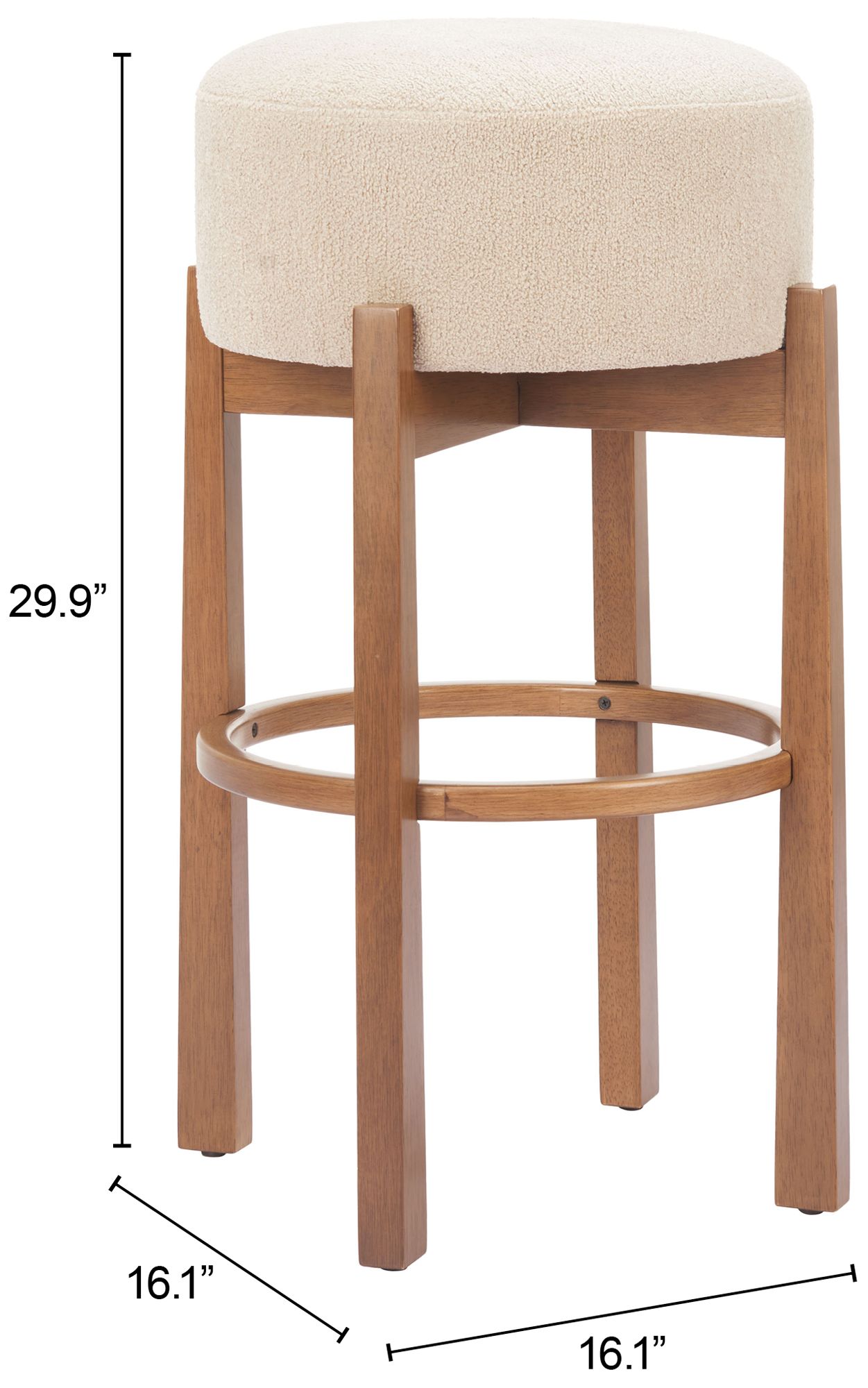 Nade Barstool (Set of 2) Beige & Walnut