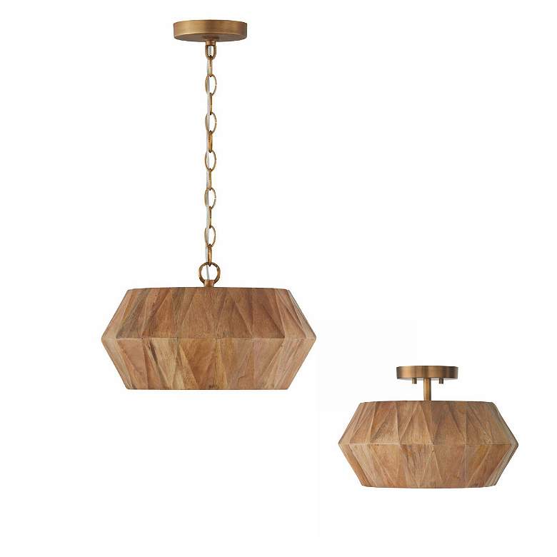 Image 7 Nadeau 15" Wide Light Patinaed Brass Ceiling Light more views