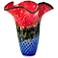 Nadia 15" High Multi-Color Ruffle Art Glass Vase