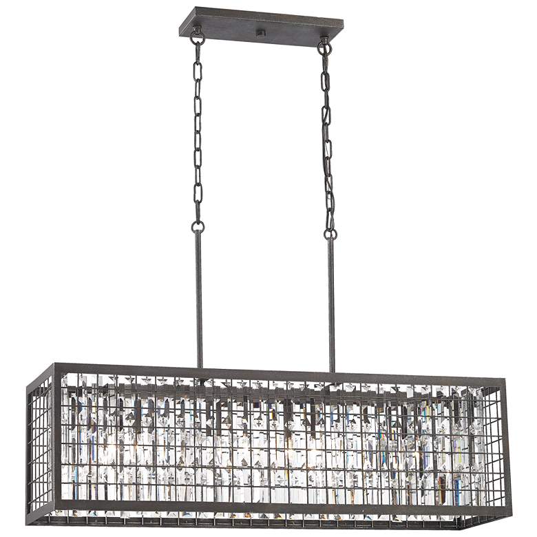Image 1 Nadina 37" Wide 4-Light Linear Chandelier - Silverdust Iron