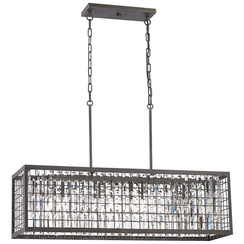 Image 1 Nadina 37 inch Wide 4-Light Linear Chandelier - Silverdust Iron