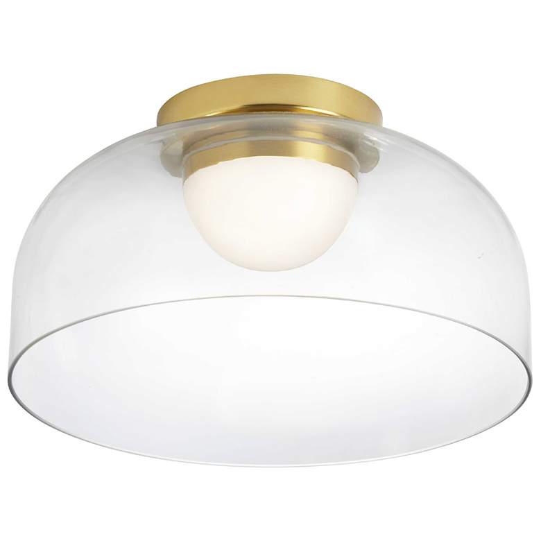 Image 1 Nadine 11.75 inch Wide Aged Brass 10W LED Flush Mount With Clear Glass Sha