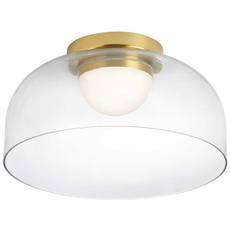Image 2 Nadine 11.75" Wide Aged Brass 10W LED Flush Mount With Clear Glass Sha