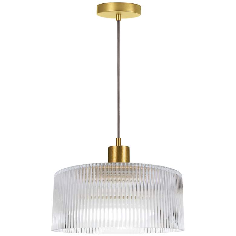 Image 1 Nadine 11.75" Wide Aged Brass Finish Pendant w/ Clear Shade