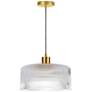 1_Nadine 11.75" Wide Aged Brass Finish Pendant w/ Clear Shade