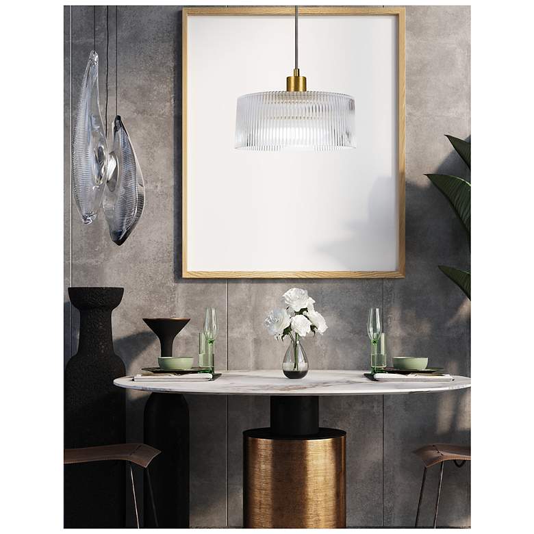 Image 2 Nadine 11.75" Wide Aged Brass Finish Pendant w/ Clear Shade more views