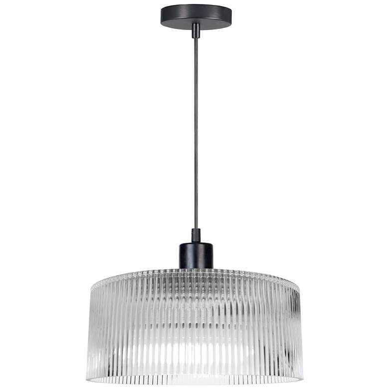 Image 1 Nadine 11.75" Wide Matte Black Finish Pendant w/ Clear Shade