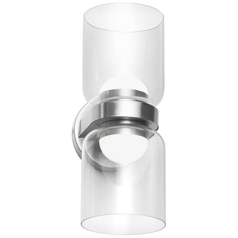 Image 1 Nadine 12"H 2 Light Polished Chrome 20W LED Sconce w/ Clear Glass Shad