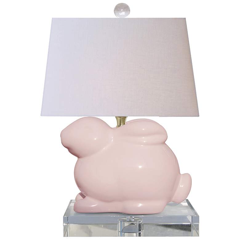 Image 1 Nadine 15" High Pink Porcelain Bunny Accent Table Lamp