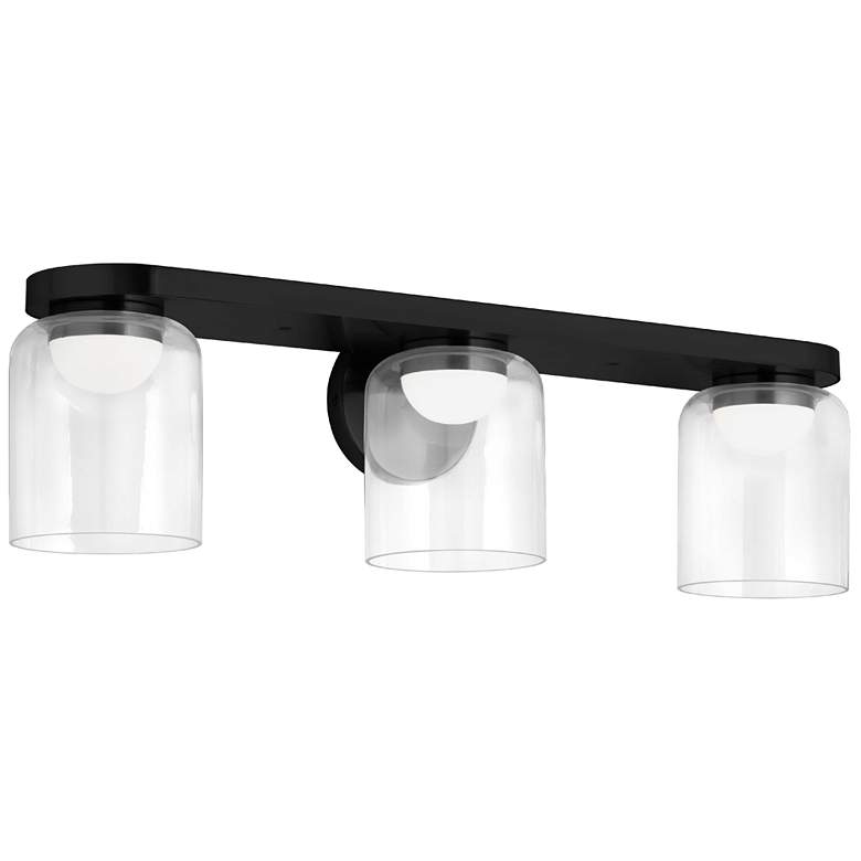 Image 1 Nadine 24.5" Wide Matte Black 30W LED Vanity With Clear Glass Shade