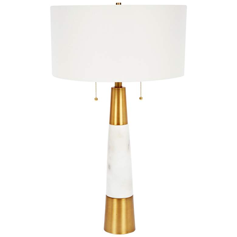 Image 1 Nadine 31 1/2 inch Brass and White Marble Tall Modern Table Lamp