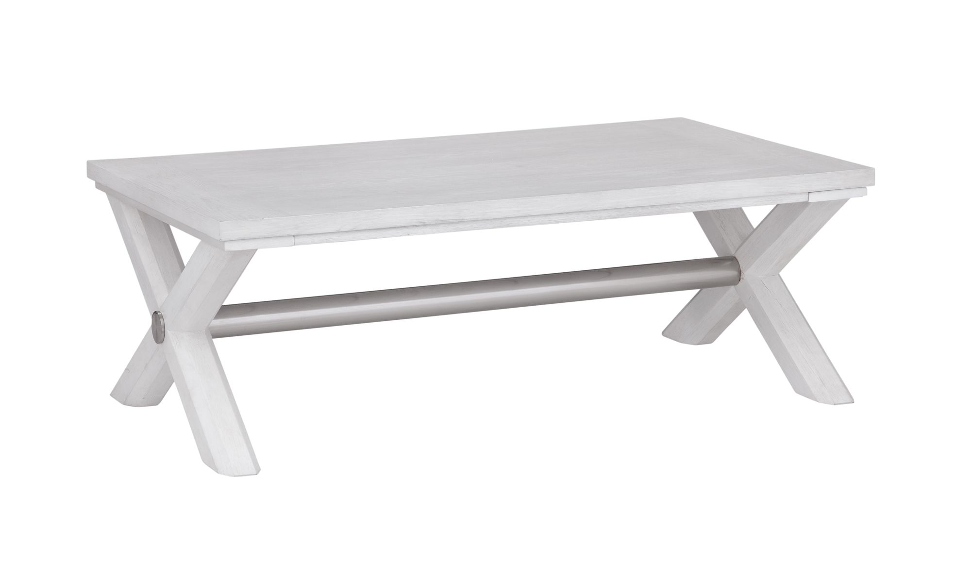 Image 2 Nadine 50" Wide Bright White Oak And Brushed Nickel Cocktail Table more views