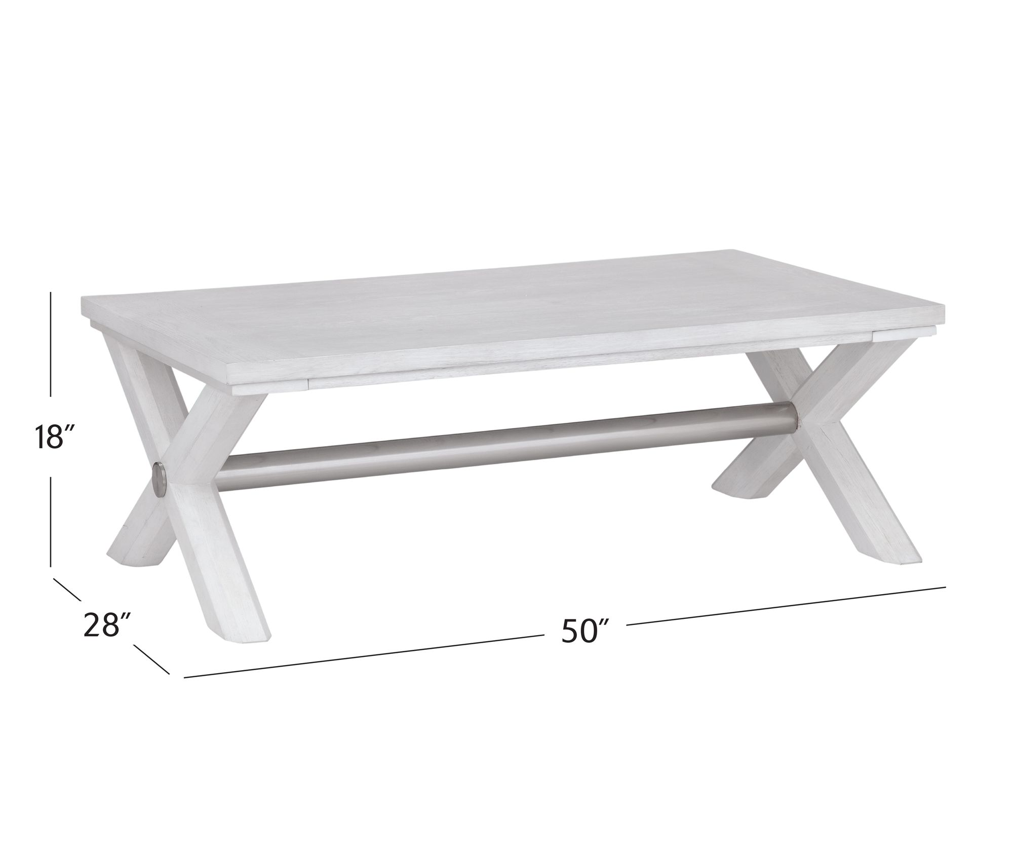 Image 6 Nadine 50" Wide Bright White Oak And Brushed Nickel Cocktail Table more views