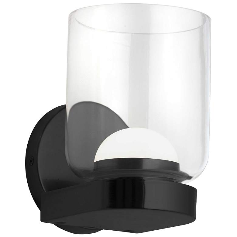 Image 1 Nadine 6.75" High Matte Black 10W LED Wall Sconce With Clear Glass Sha