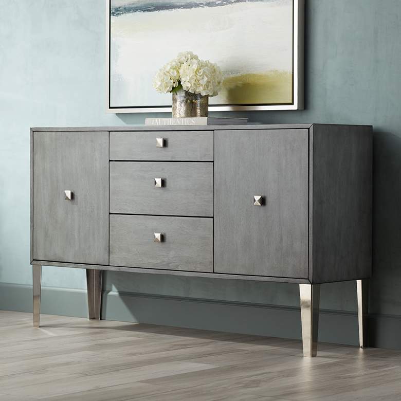 Image 1 Nadine 60 1/4" Wide 2-Door 3-Drawer Modern Credenza