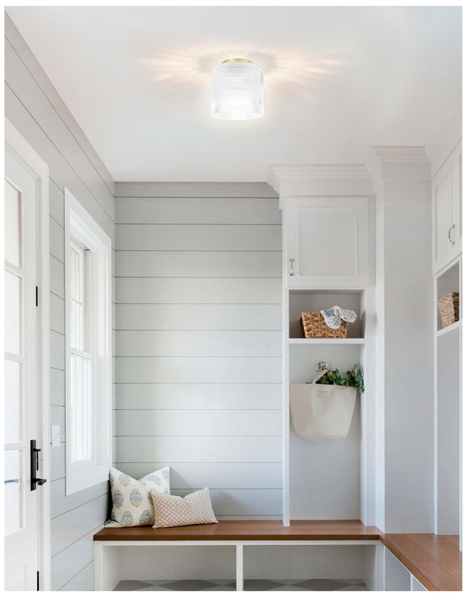 Image 2 Nadine 7" Wide Aged Brass Flush Mount more views