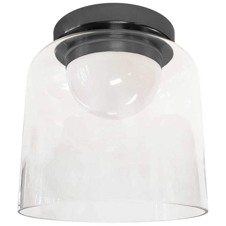 Image 1 Nadine 7 inch Wide Matte Black 10W LED Flush Mount With Clear Glass Shade