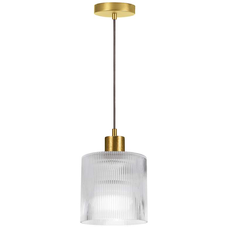 Image 1 Nadine 7" Wide Aged Brass Finish Pendant w/ Clear Shade