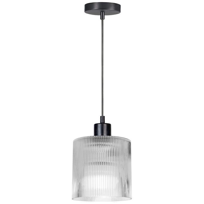 Image 1 Nadine 7" Wide Matte Black Finish Pendant w/ Clear Shade