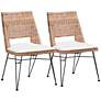 2_Nafaro Gray-Washed Natural Rattan Dining Chairs Set of 2
