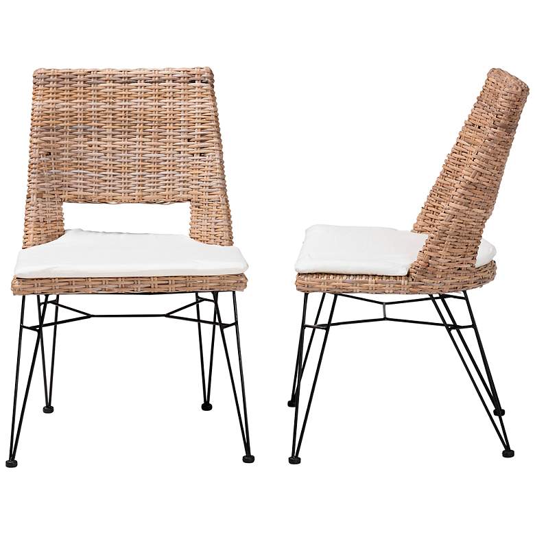 Image 7 Nafaro Gray-Washed Natural Rattan Dining Chairs Set of 2 more views