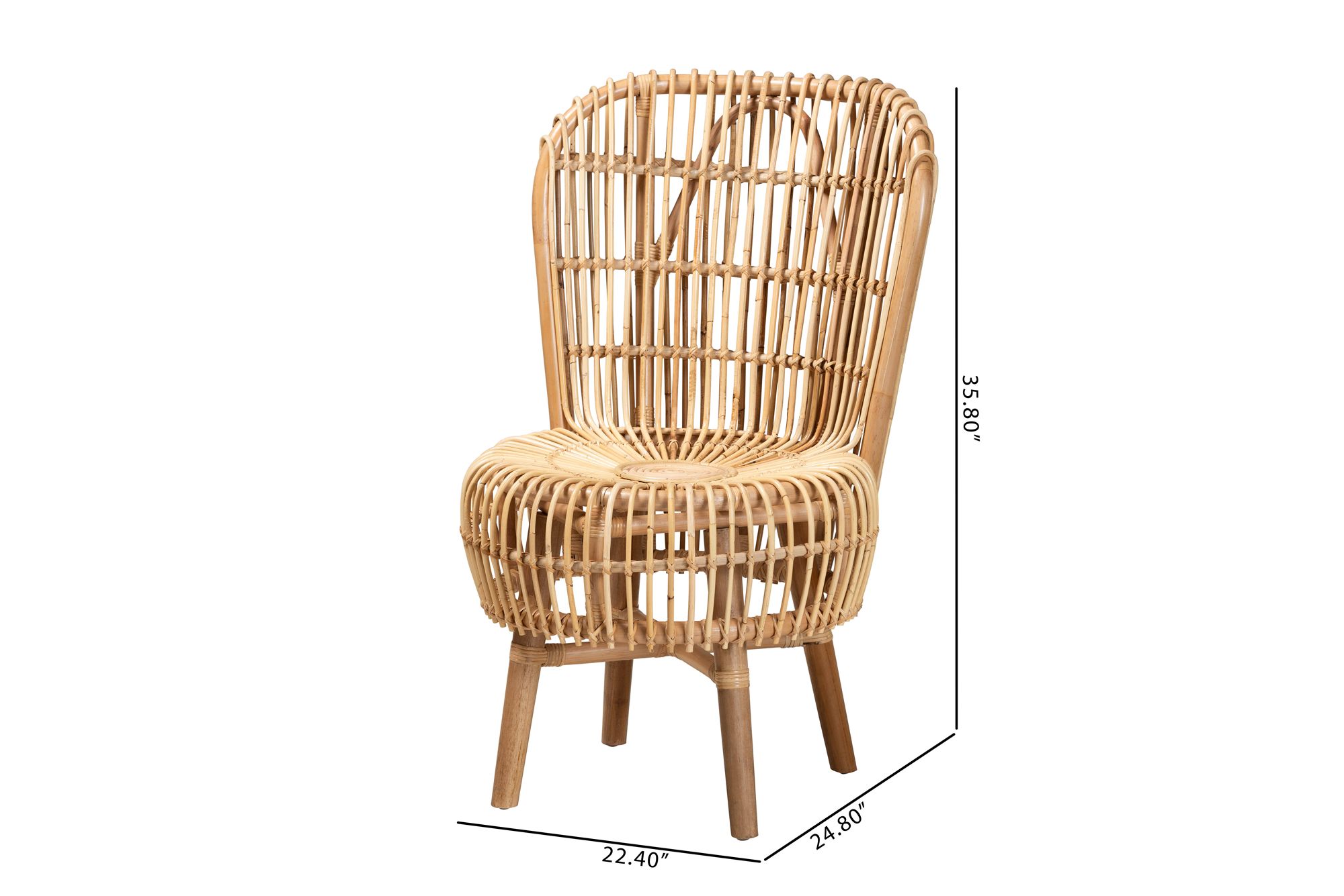 Nagoya Natural Brown Rattan Tall Lounge Chair