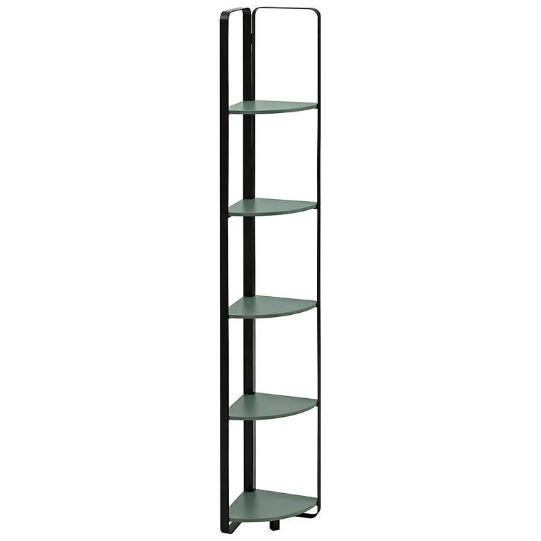 Image 4 Naija 10 1/4" Wide Sage Green 5-Shelf Corner Bookcase more views