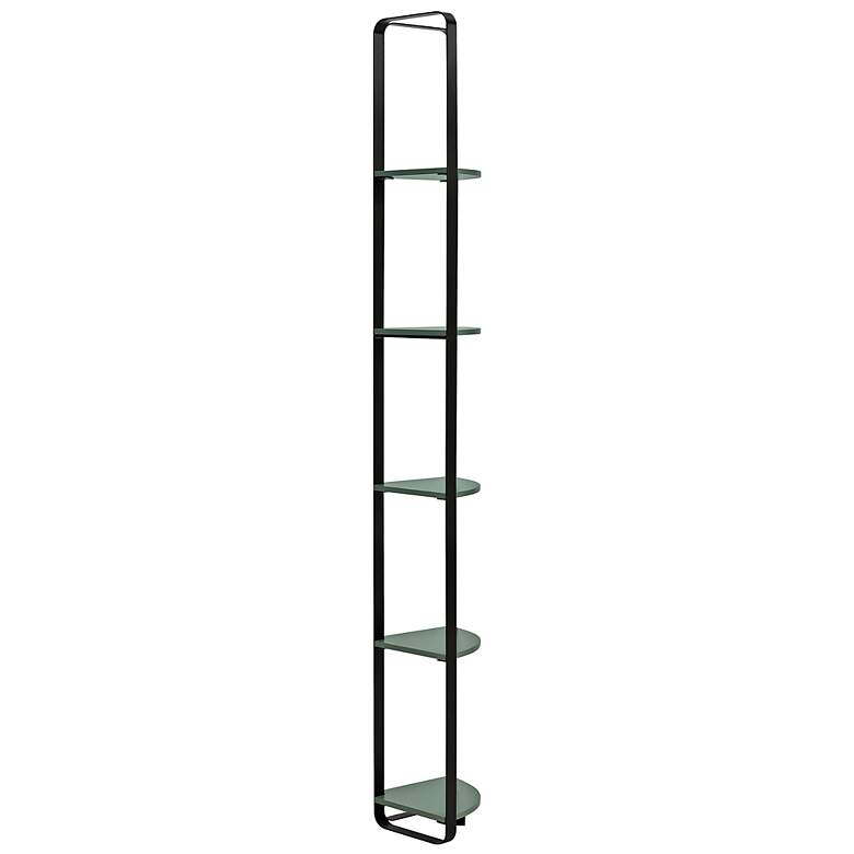 Image 5 Naija 10 1/4" Wide Sage Green 5-Shelf Corner Bookcase more views
