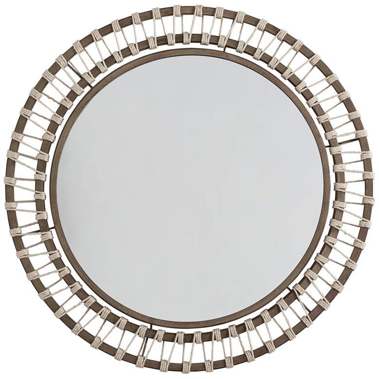 Image 1 Naima Brown-Wash and Natural Jute 34 1/2" Round Wall Mirror