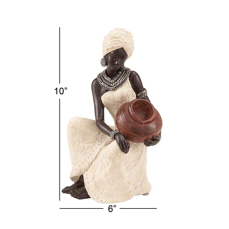 Image 7 Nairobi 10 inch High Cream Sitting African Women Figurine more views