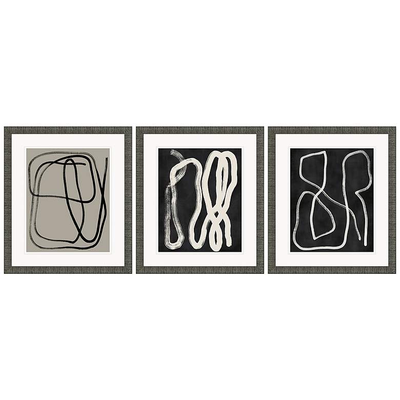 Image 2 Naive Lines 20" Wide 3-Piece Framed Giclee Wall Art Set