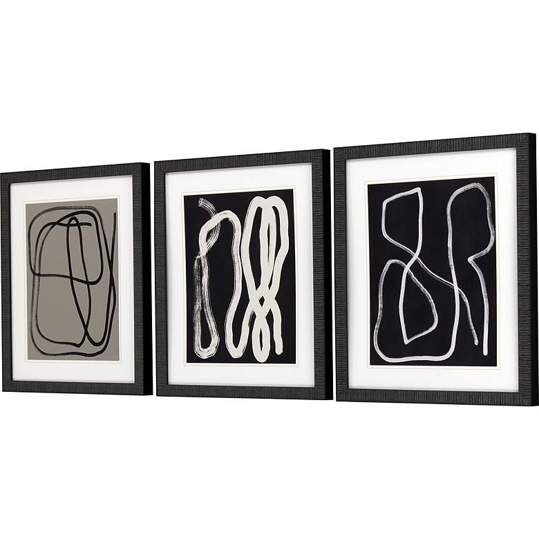 Image 4 Naive Lines 20" Wide 3-Piece Framed Giclee Wall Art Set more views