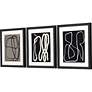 Naive Lines 20" Wide 3-Piece Framed Giclee Wall Art Set in scene