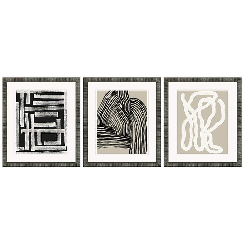 Image 2 Naive Lines III 20 inch Wide 3-Piece Framed Giclee Wall Art Set