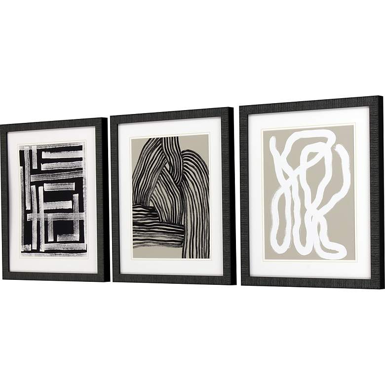 Image 4 Naive Lines III 20" Wide 3-Piece Framed Giclee Wall Art Set more views