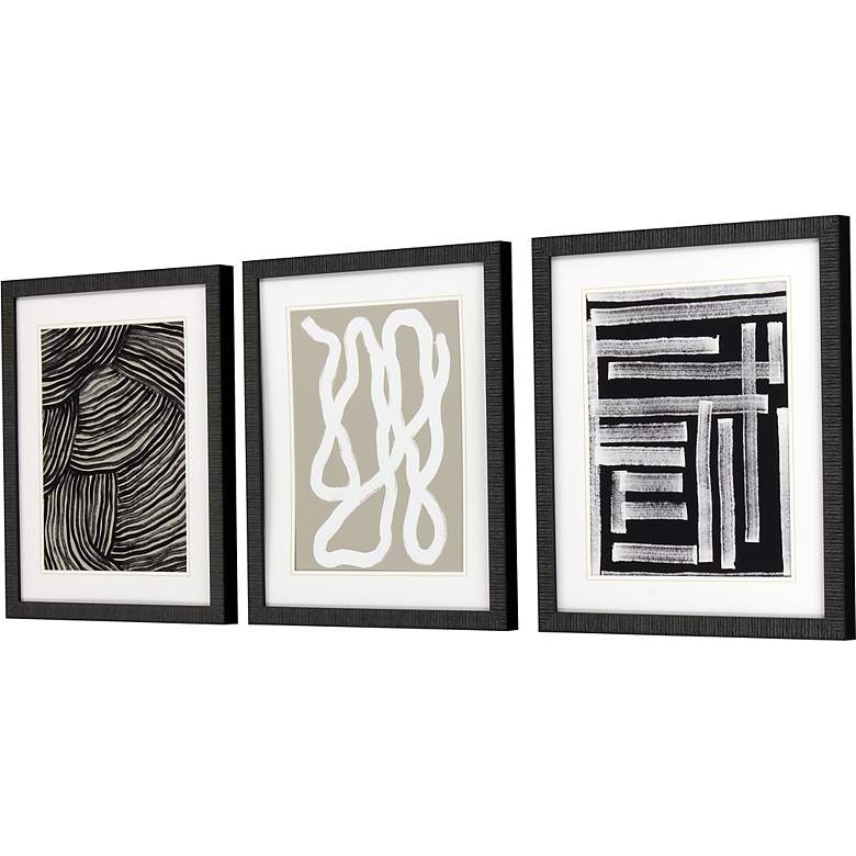 Image 4 Naive Lines IV 20 inch Wide 3-Piece Framed Giclee Wall Art Set more views