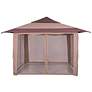1_Naj Brown 12-Foot Square Outdoor Pop Up Gazebo with Netting