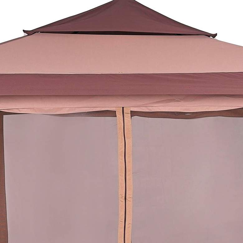 Image 2 Naj Brown 12-Foot Square Outdoor Pop Up Gazebo with Netting more views