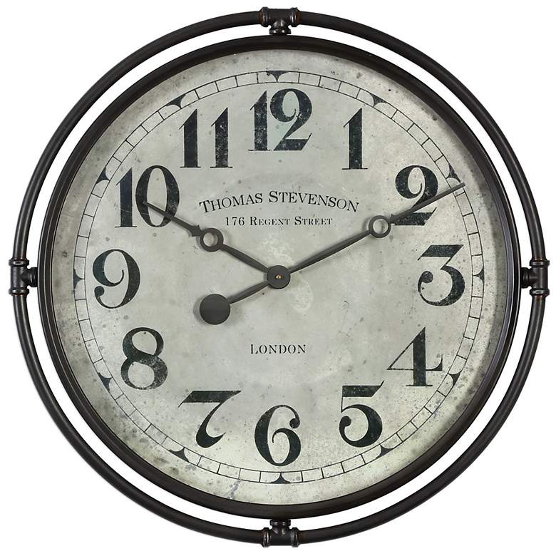 Image 2 Nakul 30" Round Rustic Industrial Wall Clock by Uttermost