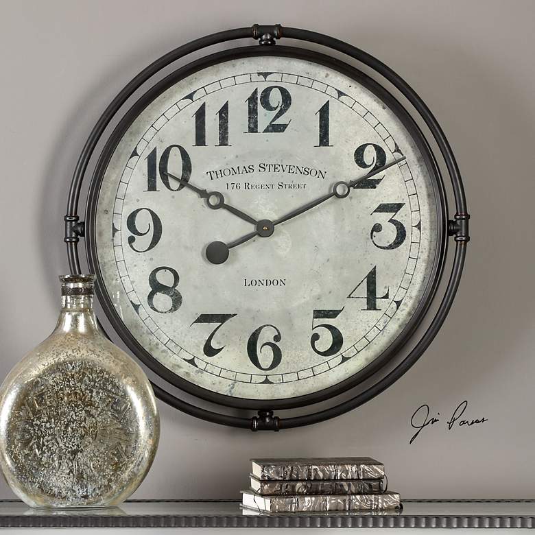 Image 1 Nakul 30 inch Round Rustic Industrial Wall Clock by Uttermost