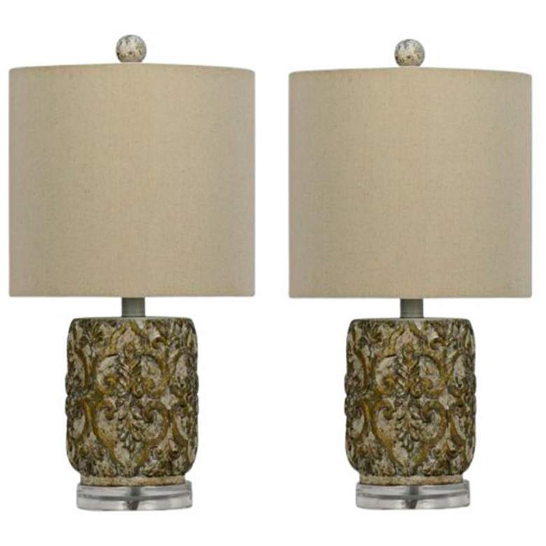 Image 1 Nala 19"H Antique Gold and Cream Accent Table Lamps Set of 2