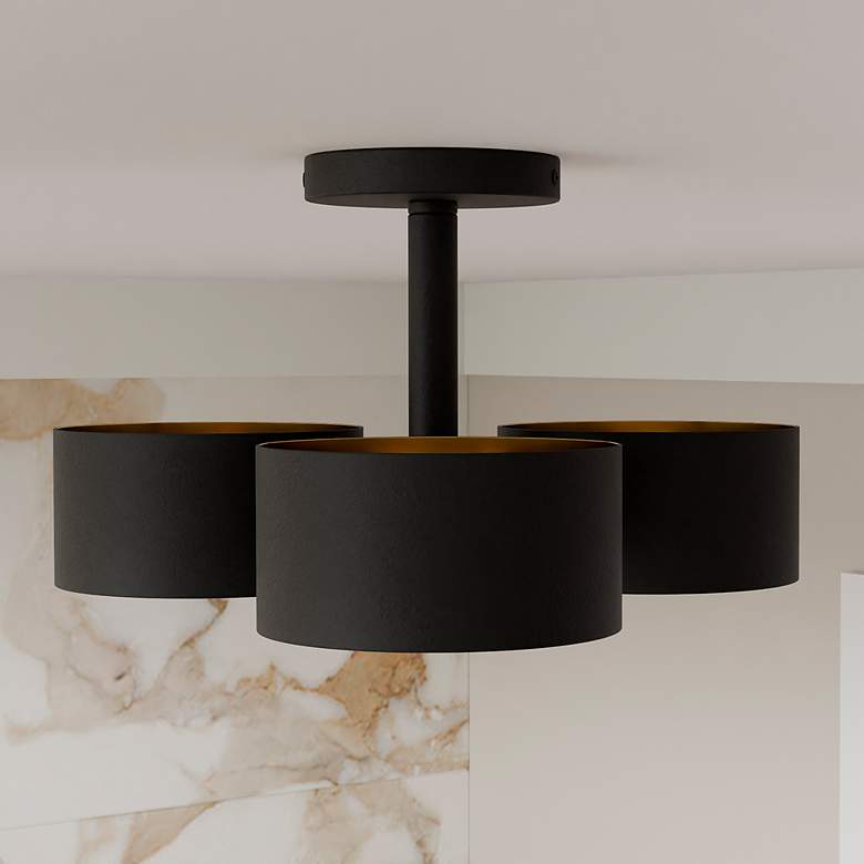 Image 1 Nala 3-Light Matte Black Semi-Flush Mount