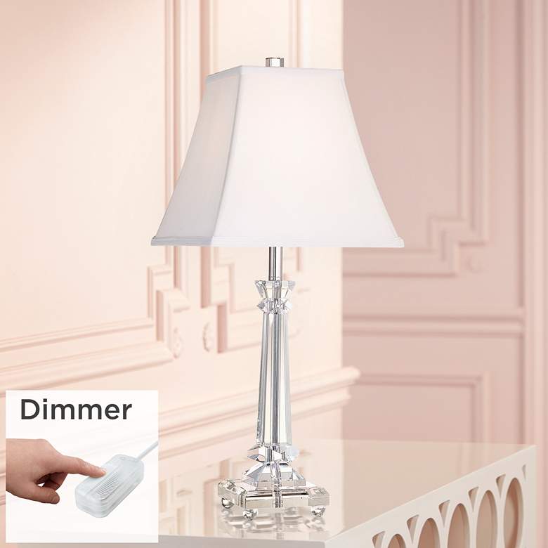 Image 1 Nala Tapered Crystal Column Table Lamp with Tabletop Dimmer