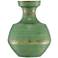 Nallan Antique Brass and Green 10" High Metal Vase